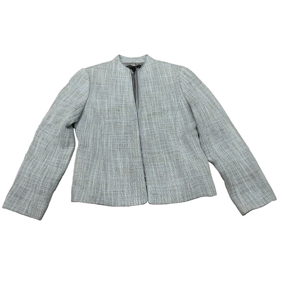 Lafayette 148 Women's Blue Gray Tweed Long Sleeve Hook & Eye Jacket Size 4 - Picture 1 of 10